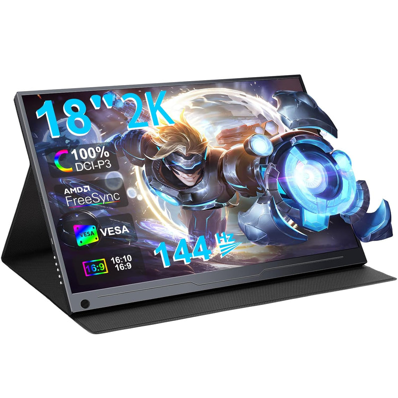 Portable Monitor 18 Inch 2K 144Hz Gaming Monitor 2560X1600 Qhd 100% Dci-P3 Hdr