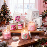 12 Pack Pink Christmas Scented Candles For Home Christmas Gifts For Women 3.5Oz Natural Soy Wax Jar Candles Include 6 Different Scents For Xmas, New Year, And Winter Decor