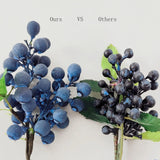 Artificial Blueberries 4 Pieces Lifelike Faux Fruit Berries Fake Flowers For Decoration (Blue)
