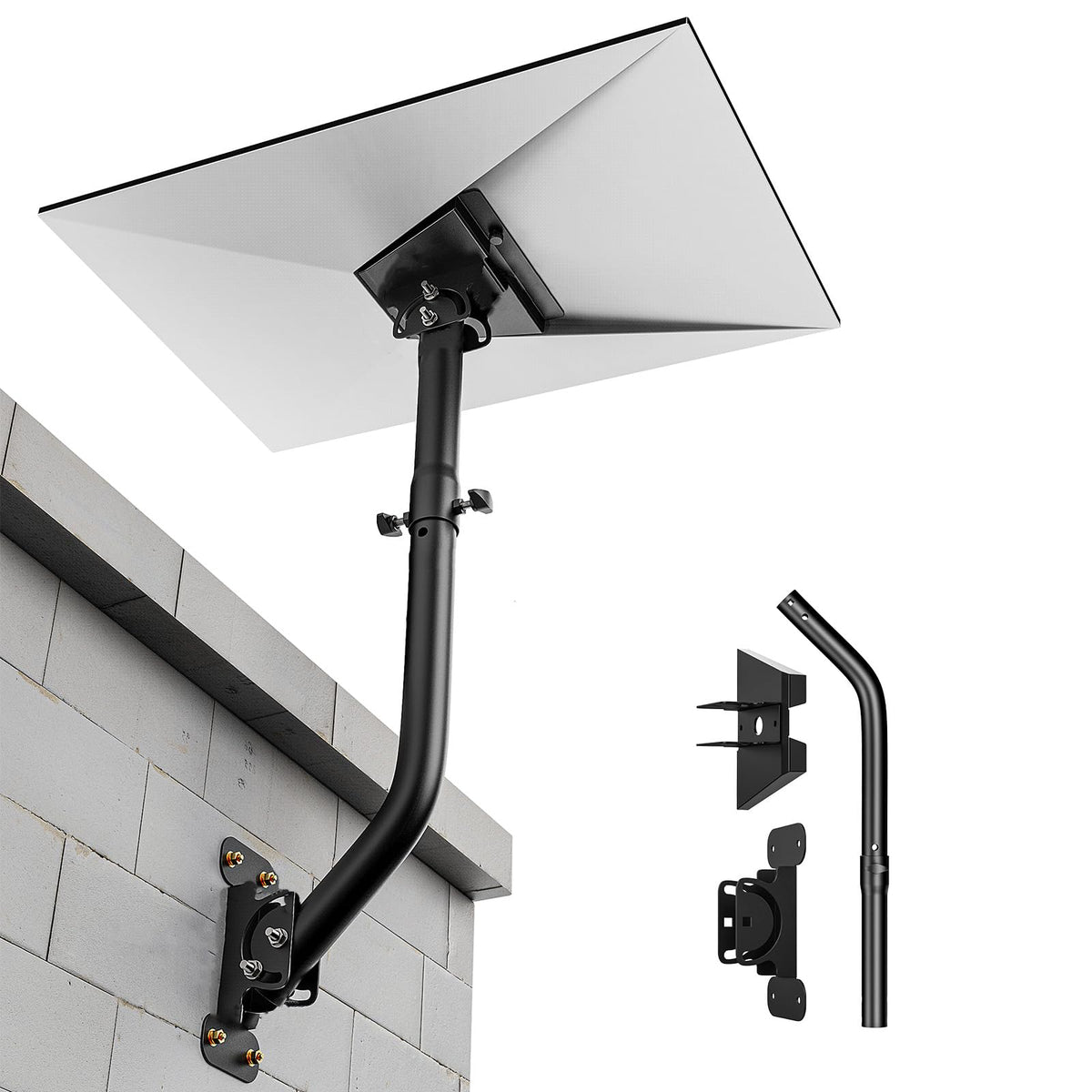 Starlink Gen 3 Mount 360° Adjustable Vlink Wall Mount Starlink Gen3 Pole Mounting Kit with Starlink Gen 3 Pipe Adapter for Genlink Internet Kit