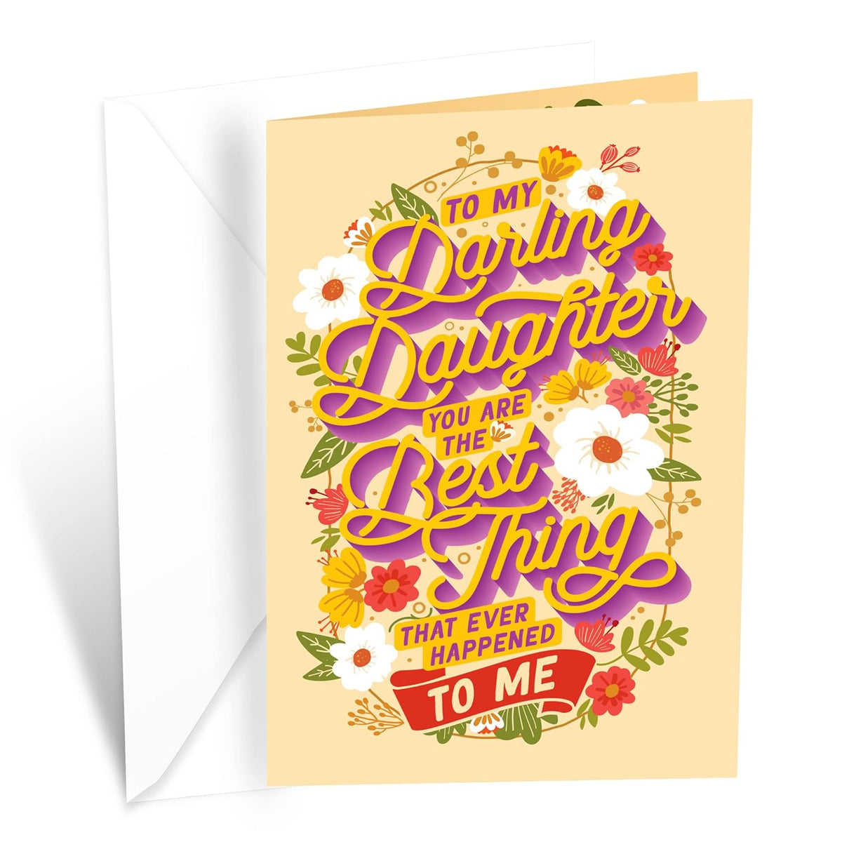 Daughter Valentine'S Day Card, Made In America, Eco-Friendly, Thick Card Stock With Premium Envelope 5In X 7.75In, Packaged In Protective Mailer (Flowers)