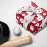 Baseball Wrapping Paper Roll - Mini Roll - 17 Inch X 9.8 Feet - Sports Red Baseball Design, Perfect For Birthday, Party, Holiday