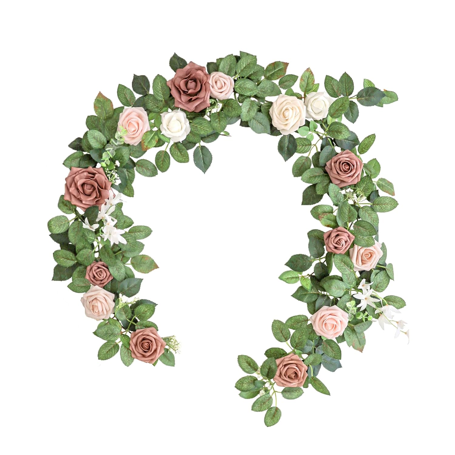 Artificial Rose Flower Garland Greenery Garland 5Ft For Wedding Ceremony Backdrop Arch Flowers Table Centerpieces Decorations, Garden Dusty Rose