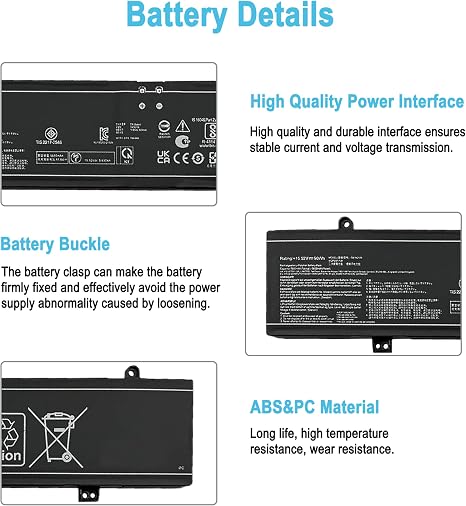 Asus 90Wh C41N2109 Laptop Battery Replacement for Rog Flow X16 Rog Strix G16 G18