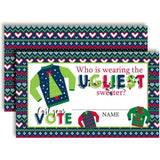Ugly Sweater Christmas Games 20 Holiday Voting Cards 2" X 3" Double-Sided Party Game Cards For Themed Christmas Party, Fun Activity, Cute Festive Design, Made In Usa By