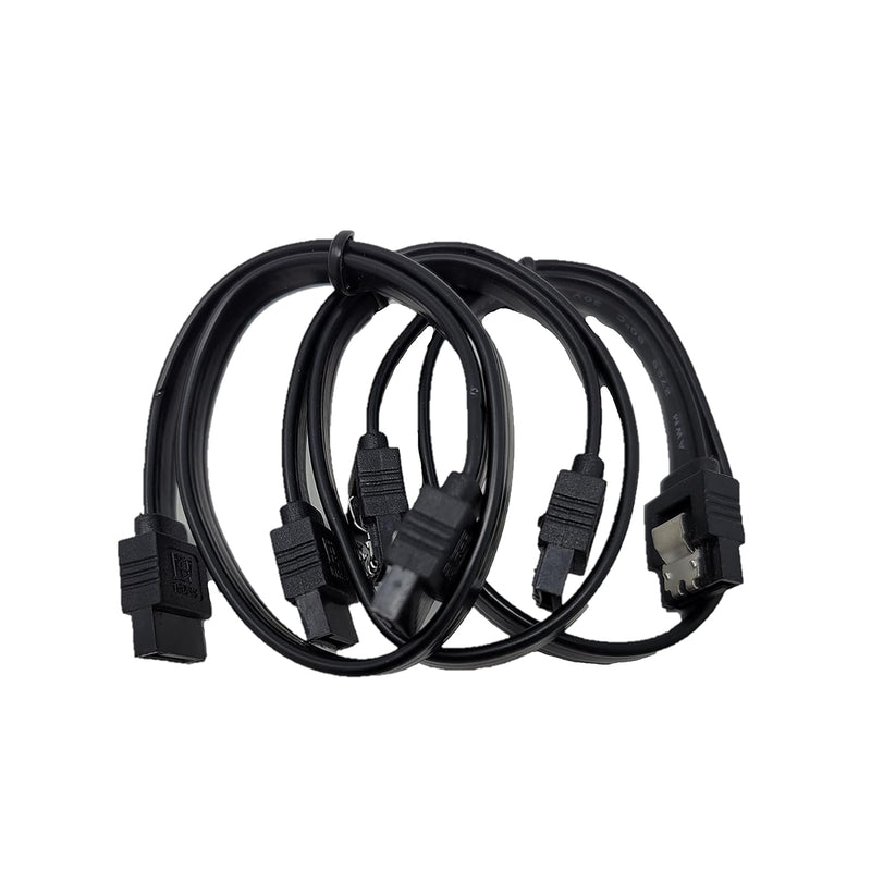 MICRO CONNECTORS 12" SATA III Straight Cable with Locking Latch (Black) 3-Pack