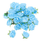 Mini Rose Artificial Flowers Bulk 1.2 Inch, 50 Pcs Silk Cloth Small Fake Flower Heads For Wedding Crafts Home Decor Decoration Party, Sky Blue