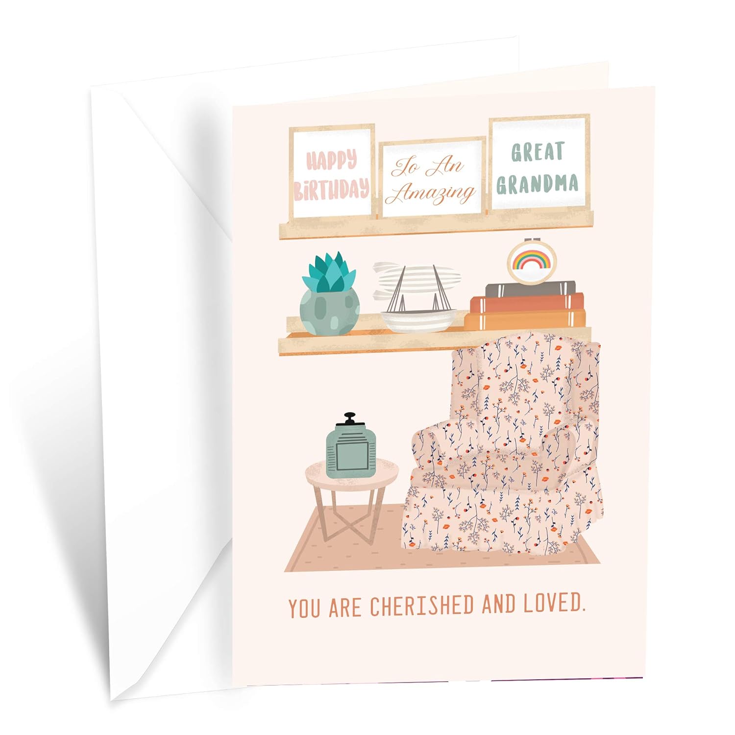 Happy Birthday Card For Great-Grandma, Made In America, Eco-Friendly, Thick Card Stock With Premium Envelope 5In X 7.75In, Packaged In Protective Mailer