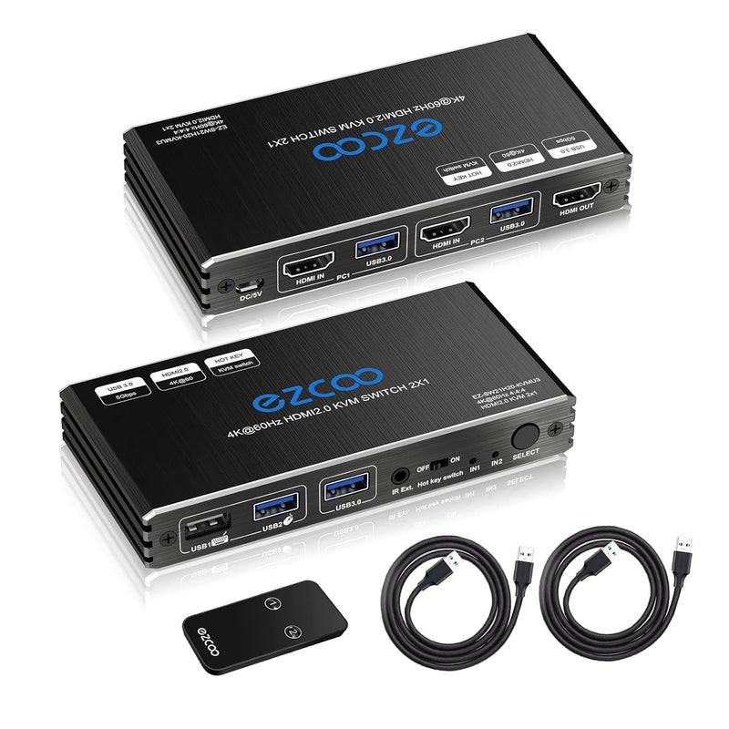 Usb 3.0 Kvm Switch Hdmi 2 Computer 1 Monitor Hot Key Ir Remote 4K60 4:4:4 Hdr