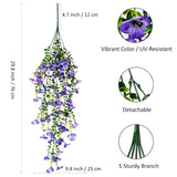 Artificial Fake Pansy Flower Plants With Greenery For Outdoor Outside Decoration, 30-Inch Faux Silk Uv Resistant Long Trailing Vine For Front Door Porch Planter Urn Patio Balcony(4 Pcs, Purple, White)