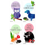 Mini French Owl Raccoon Dog Ant Valentines (Wallet-Sized Cards With Tiny Envelopes) French Language Cards For Valentine'S Day (Set Of 24)