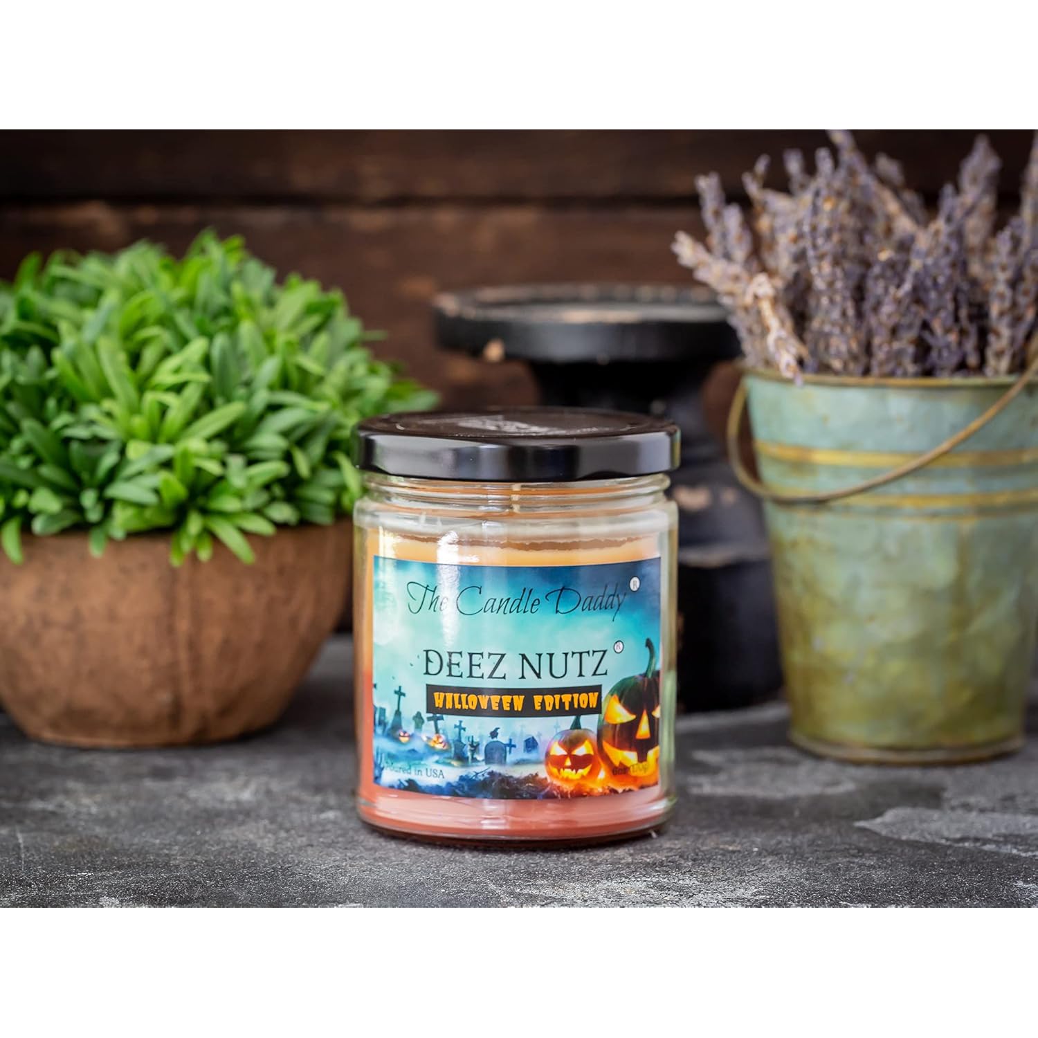 Deez Nutz - Halloween Edition - Banana Nut Bread Scented 6 Ounce Jar Double Pour Candle- 40 Hour Burn Time
