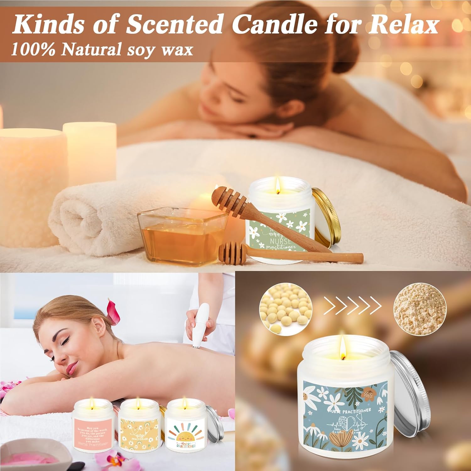 6 Pcs Np Week Candles, Nurse Practitioner Gifts Bulk For Women, Men, Np Graduation Gifts 3.5 Oz Scented Soy Wax Candles Birthday, Appreciation Candle For Nurse Practitioner Graduate