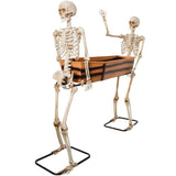 Halloween 5ft Two Skeleton Carrying Coffin Decorations, Poseable Arms Pallbearers, Life Size Skull Decor, Halloween Party Cooler Prop, Outdoor Spooky Graveyard, Indoor Haunted House, Yard Display