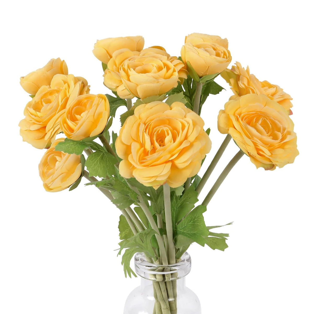 Artificial Silk Ranunculus Flowers 5Pcs Yellow Ranunculus Flowers 18.9Inch Fake Peonies With Stems For Living Room Bathroom Wedding And Engagement Party Diy Home Decor(Yellow)