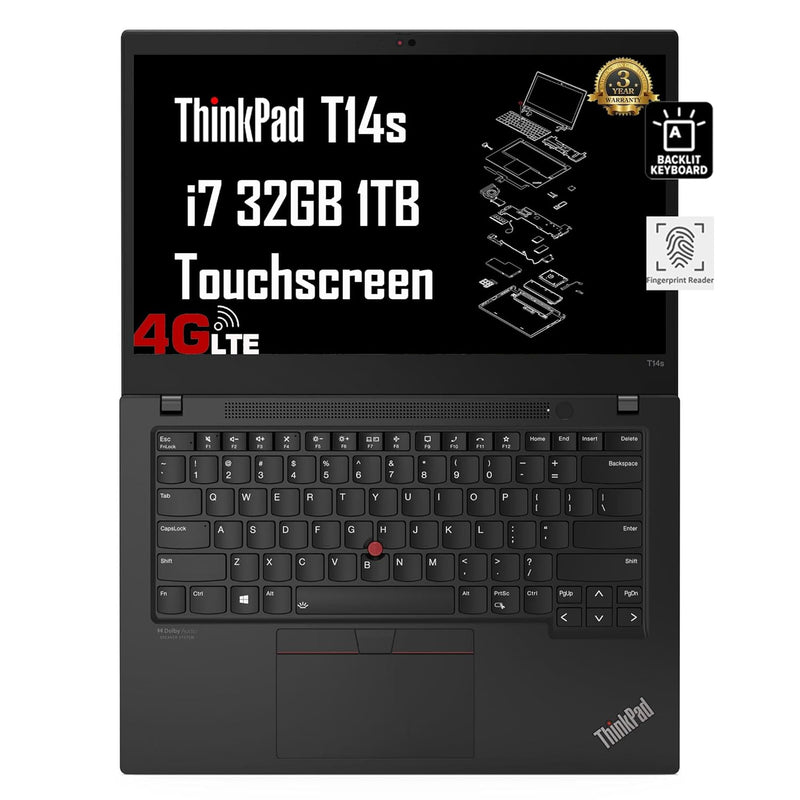 Lenovo Thinkpad T14S Business Laptop (Intel Core I7-1185G7 Vpro, 32Gb Ram, 1Tb