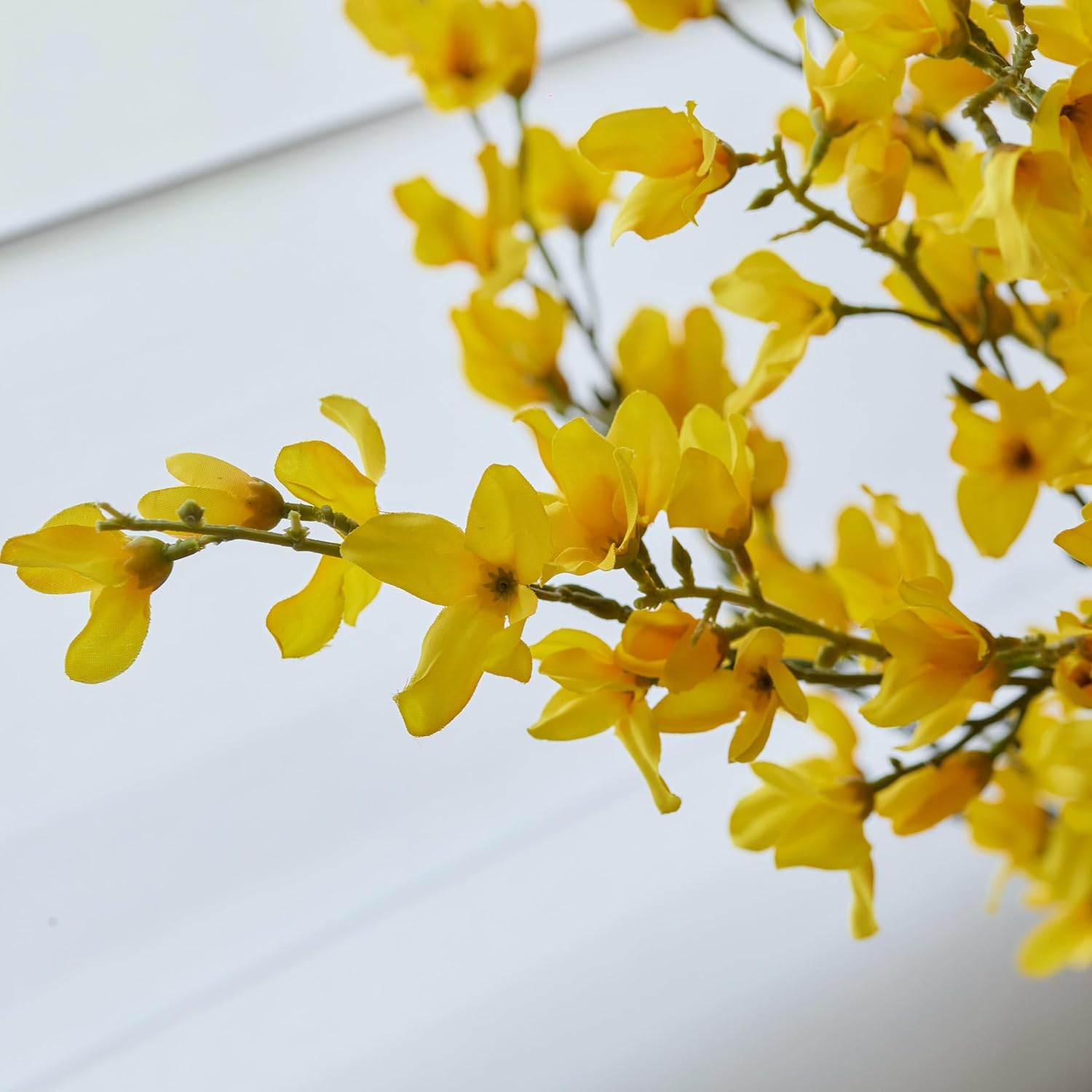 Artificial Forsythia Branches Valentines Day Decoration, 38 Inch Silk Flowers For Wedding Home Decor, Real Touch Yellow Spring Floral Arrangement For Centerpiece, Photography Props (Yellow)