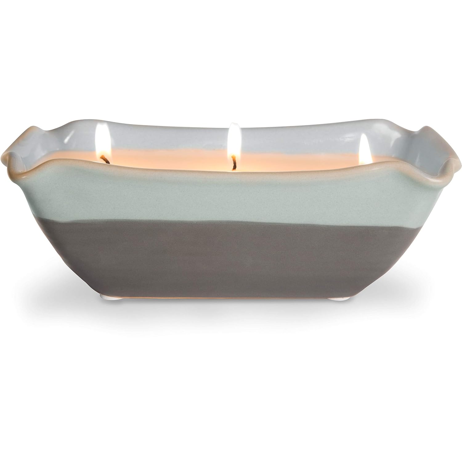 Pavilion Gift Company 86212 Plain Love Lives Here - Life is Better at The Lake 3 Wick Ceramic Tranquility Scented Candle,