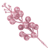 Artificial Pink Berry Stems, 24 Pack 8.7" Christmas Glitter Berries Stems Artificial Fruit Berry Holly Flower Branch Picks Home Holiday Wedding Party Diy Christmas Tree Crafts Decor (Pink)