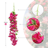 2 Pcs 50 Inch Silk Bougainvillea Artificial Flowers, Faux Triangle Plum Flowers?Fake Bougainvillea Vine, Using For Wedding Porch Home Centerpieces Party Garden Indoor Outdoor Spring Decor (Fuchsia)