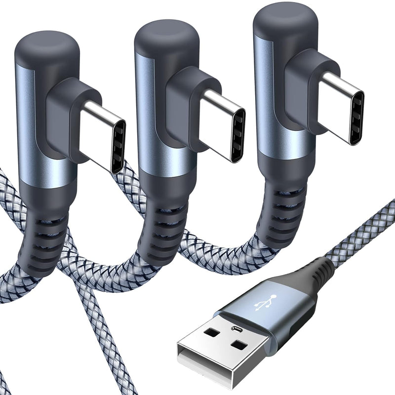 Usb C Cable Right Angle [3-Pack, 10Ft+6.6Ft+3.3Ft], Usb Type C Charger Fast Ch