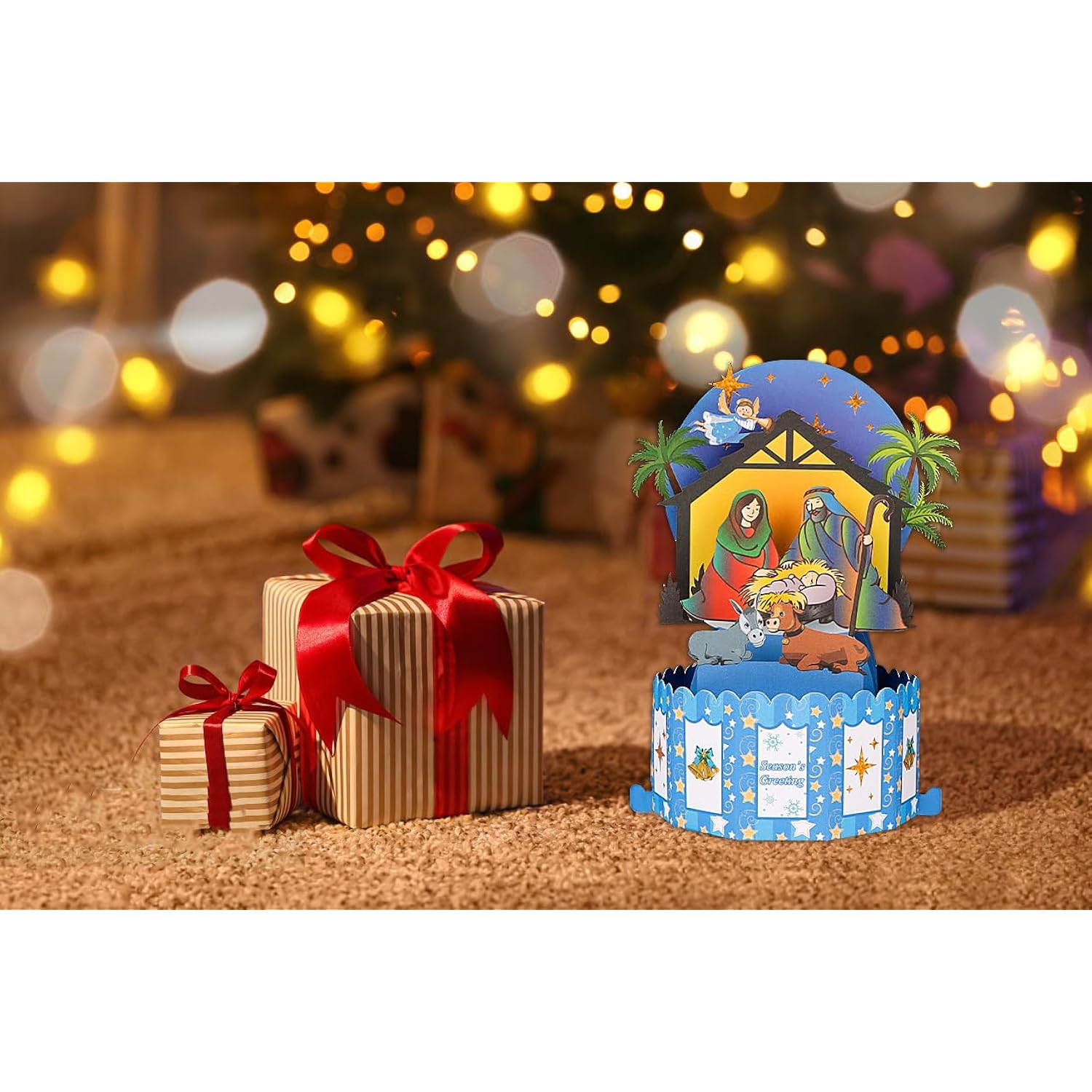 Religious Nativity Pop Up Christmas Cards, 3D Pop Up Christmas Cards Gift Jesus Christ Birth Scene Decoration With Envelope, Blank Note, For Family Friends Kids