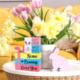 Easter Tiered Tray Decorations 3 Faux Books With Ribbon Rolling Pin 1 Pink 1 Green 4 Tabletop Sign Blocks Farmhouse Handmade Decor For Home Tray Table Bookshelf Mantel Wedding Anniversary