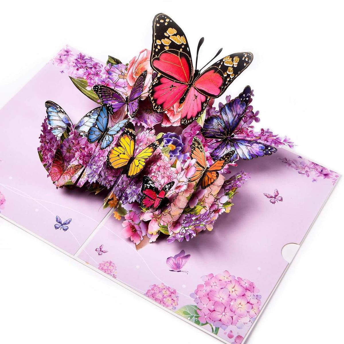 3D Pop-Up Greeting Card,Paper Craft With Laser Cut Details Hollowed Out Paper Carving Floral Butterfly In Bloom Design,Handmade Greeting Card Pop Up Cards Are Suitable For All Occasions - With Envelope And Blank Label (Pink Dancing Butterfly)