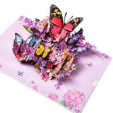 3D Pop-Up Greeting Card,Paper Craft With Laser Cut Details Hollowed Out Paper Carving Floral Butterfly In Bloom Design,Handmade Greeting Card Pop Up Cards Are Suitable For All Occasions - With Envelope And Blank Label (Pink Dancing Butterfly)