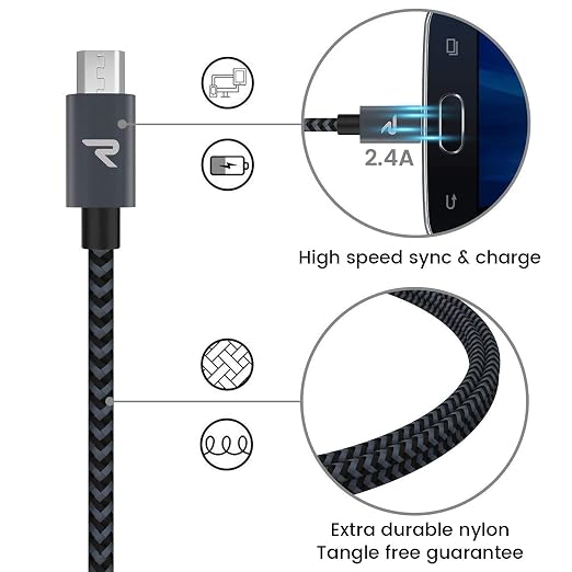2 Pack 3.3FT Micro USB Cable USB A to Micro USB Fast Charging Data Sync Cord