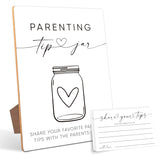 Parenting Tips Baby Shower Games, Baby Shower Decorations, Baby Shower Signs, Gender Reveal Decorations, 1 Wooden Play Sign With Stand And 50 Tips Cards Set