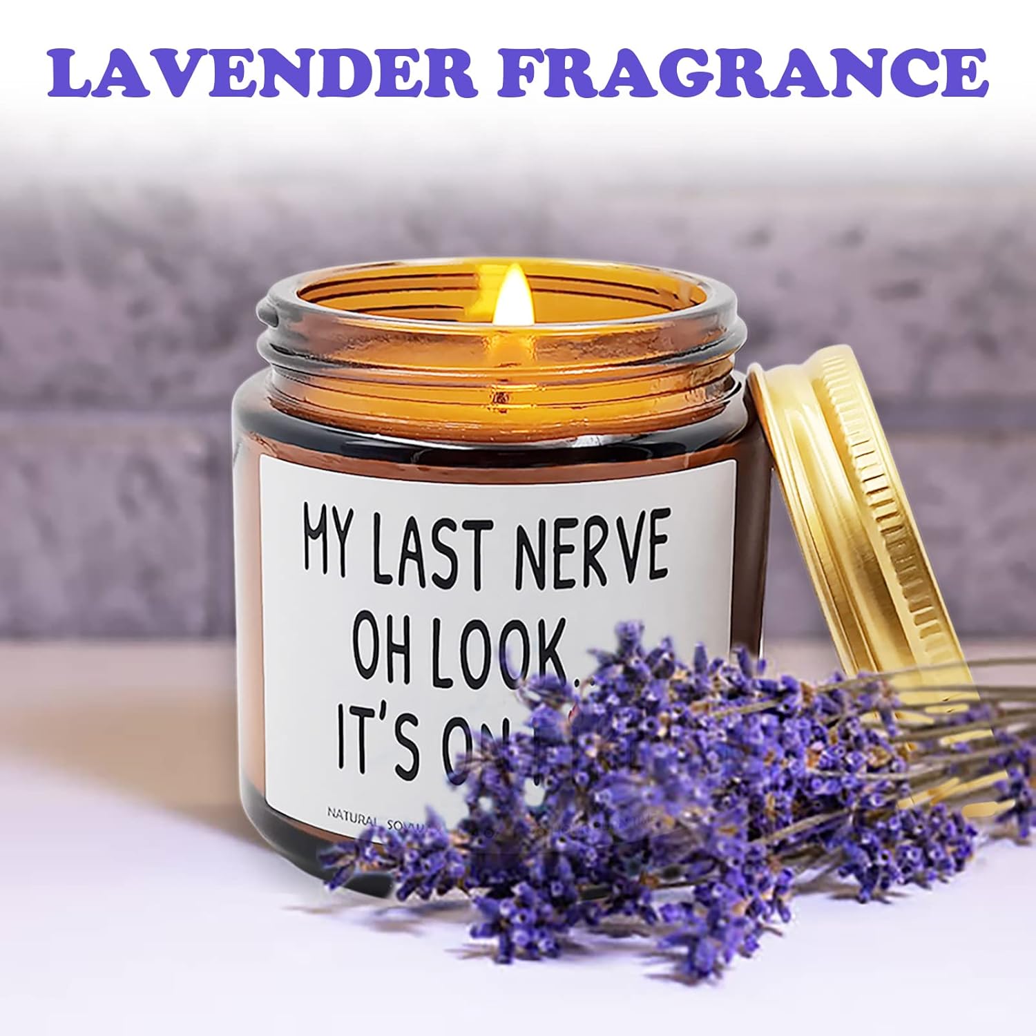 My Last Nerve Lavender Scented Candles,Funny Friendship Gifts For Best Friend Women, Mother'S Day Birthday Christmas For Mom Dad Sister Coworker(My Last Nerve)