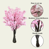 Pink Artificial Cherry Blossom Trees Faux Cherry Blossom Tree Pink Tree For Office Wedding Home Office Living Room House Indoor Outdoor Decor?6.5Ft/2M, Pink?