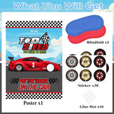 Pin The Wheels On The Car Games, Race Car Birthday Party Games With 30 Tyres Stickers, 2 Blindfolds For Car Theme Birthday Party Baby Showe Game Racing Car Party Gifts Decor