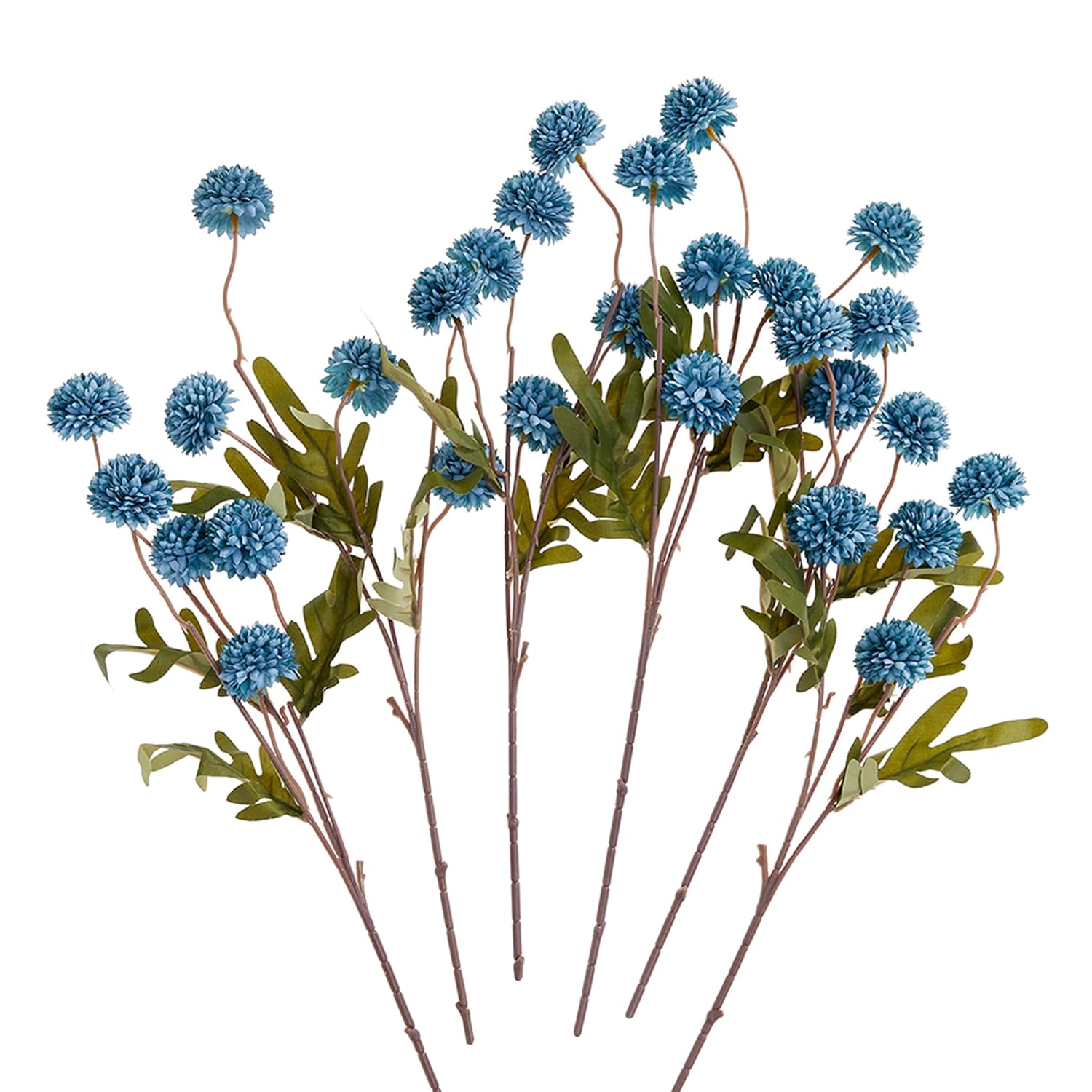 Dusty Blue Flowers, Faux Silk Mini Chrysanthemum Stems, 6Pcs Fake Mums Artificial Flowers For Diy Wedding Centerpieces Arrangements And Floral Crafts