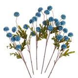 Dusty Blue Flowers, Faux Silk Mini Chrysanthemum Stems, 6Pcs Fake Mums Artificial Flowers For Diy Wedding Centerpieces Arrangements And Floral Crafts