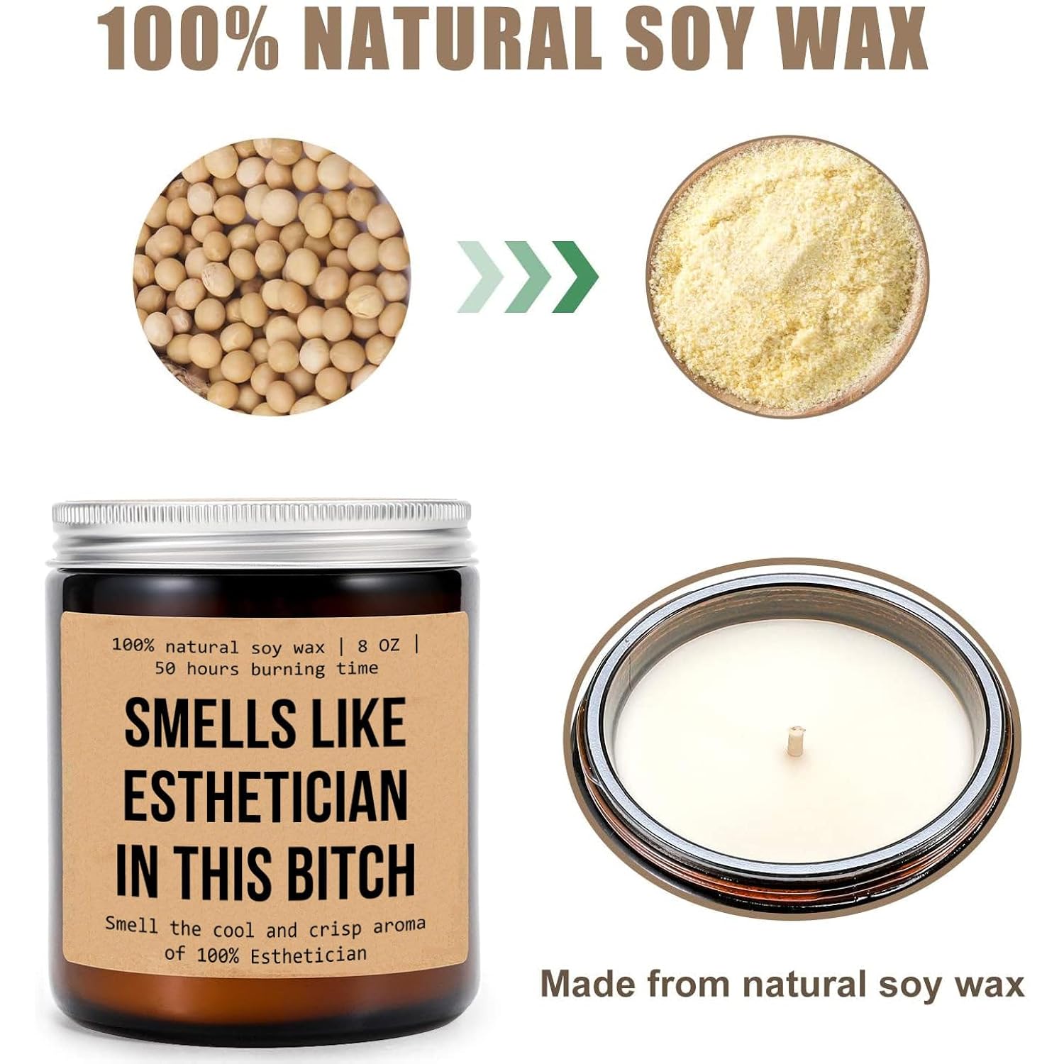 Smells Like Esthetician In This Bitch Candle - Gift For Esthetician - Esthetician Candle Decoration - Aromatherapy Glass Candle Jar - Non-Toxic Ingredients