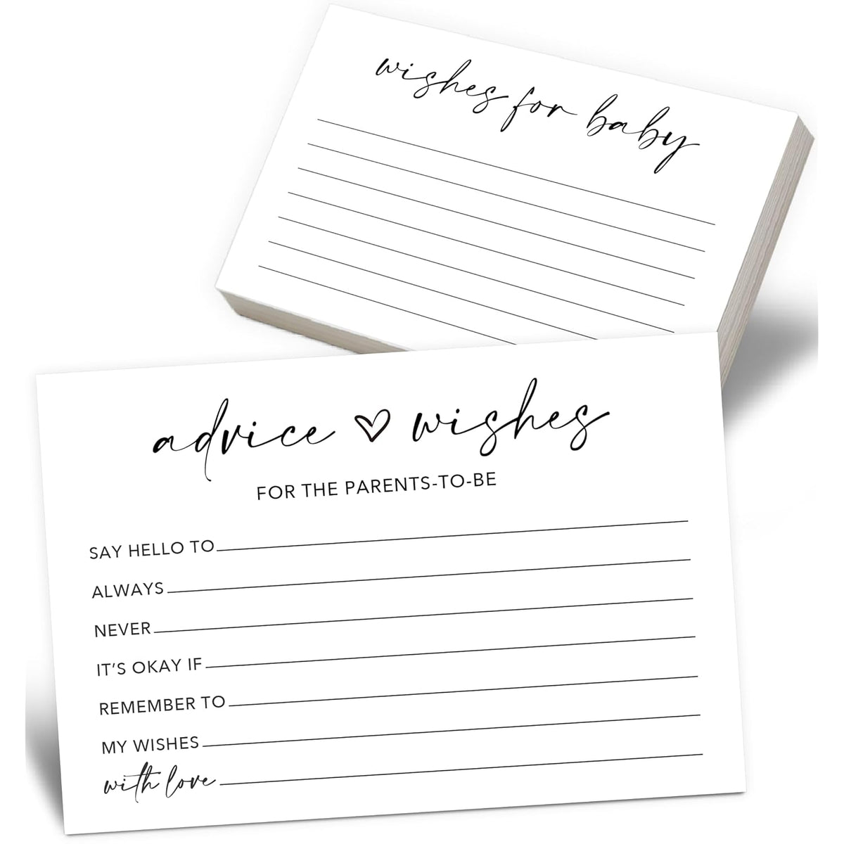 50Pcs Baby Shower Advice And Wishes Cards With Memory Guest Book – Sweet Messages For New Mom & Dad – Baby Shower Games, Party Decorations & Keepsake -A02