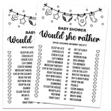 Baby Shower Game Cards - Would She Rather Set Of 30 Cards - Rustic Bridal Wedding Or Bachelorette Party Ideas