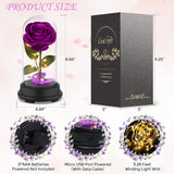 Valentine Gift For Women,Birthday Gift For Her,Rose Artificial Flowers In A Dome,Unique Gift For Valentine,Wedding,Mother Day,Anniversary (Purple)