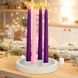 7 Inch Christmas Advent Candle Holder With 12 Taper Candles Candlestick Advent Wreath Candleholder Tray For 4 Candles Christmas Table Centerpiece Party Decorations(White,Classic)