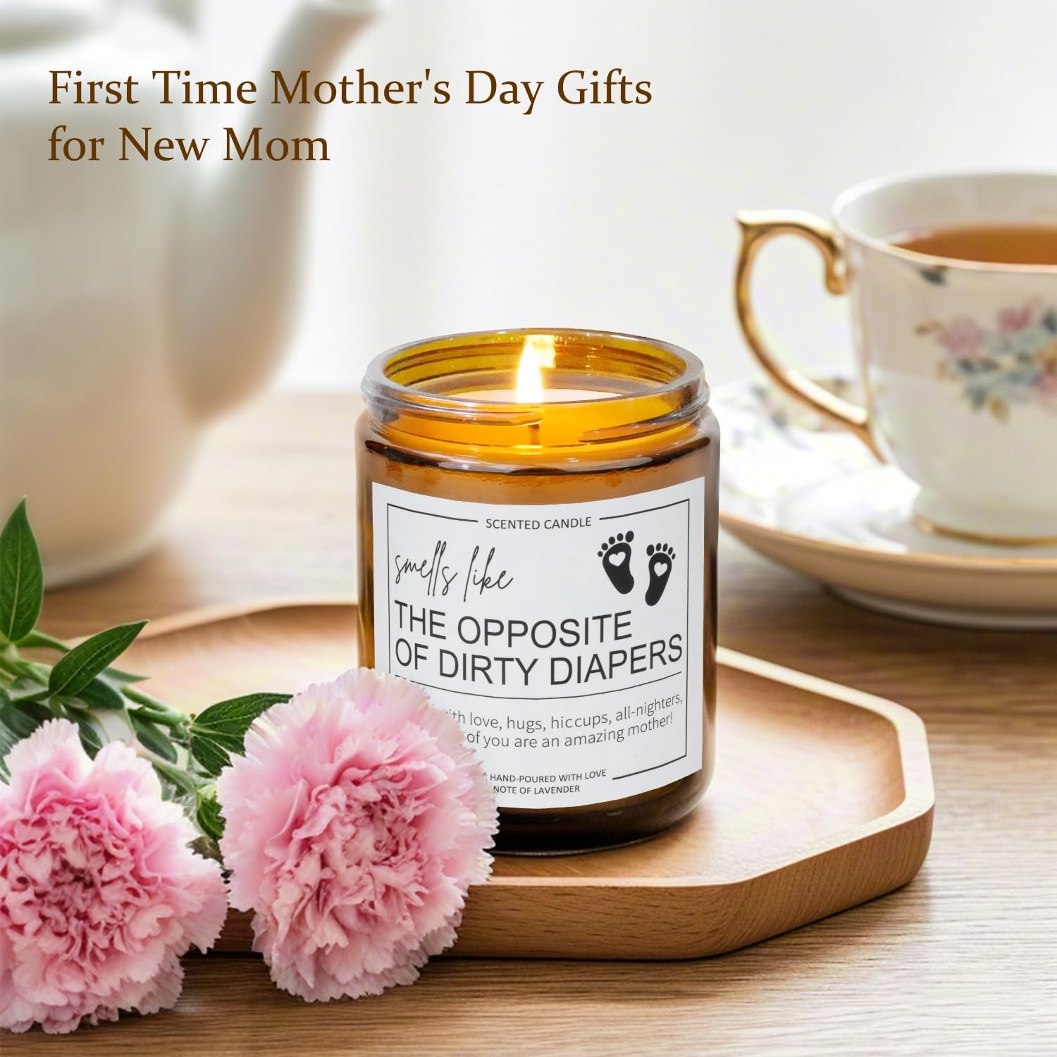 New Mom Gifts, Funny Gifts For Women Friends After Baby Birth, New Mom Care Package After Baby, First Mothers Day Gift, Scented Candles Relaxing Lavender Soy Candle For Home