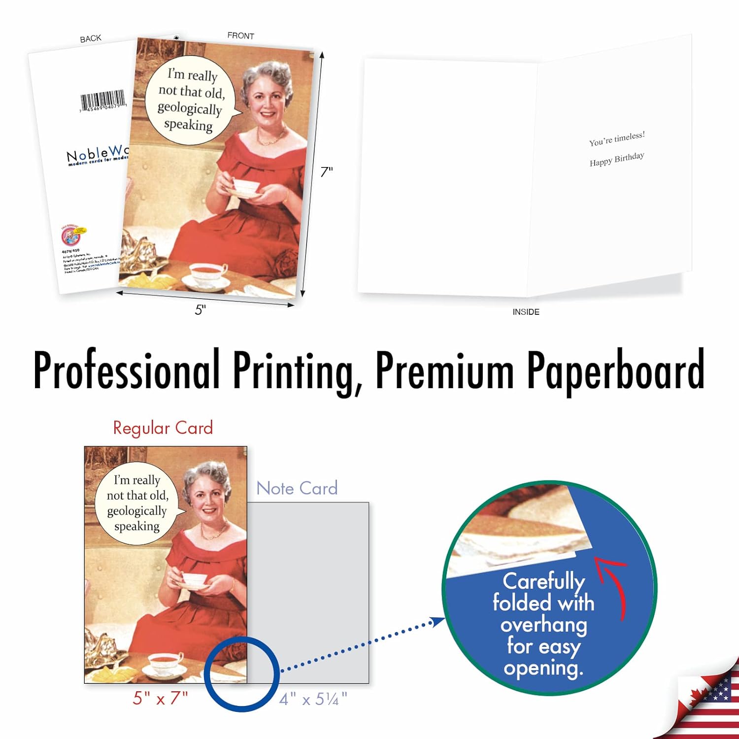 - 10 Funny Birthday Cards Assortment - Adult Retro Notecard Set, Bulk Boxed Humor - Old Enough To Know Better A1236