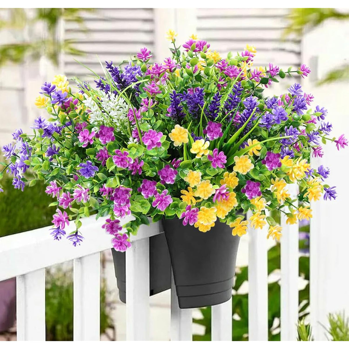 12 Bundles Artificial Flowers For Outdoors Decoration, Uv Resistant Eucalyptus Faux Flowers Fake Plants No Fade Plastic Greenery Shrubs Home Porch Outside Spring Summer Garden Decor
