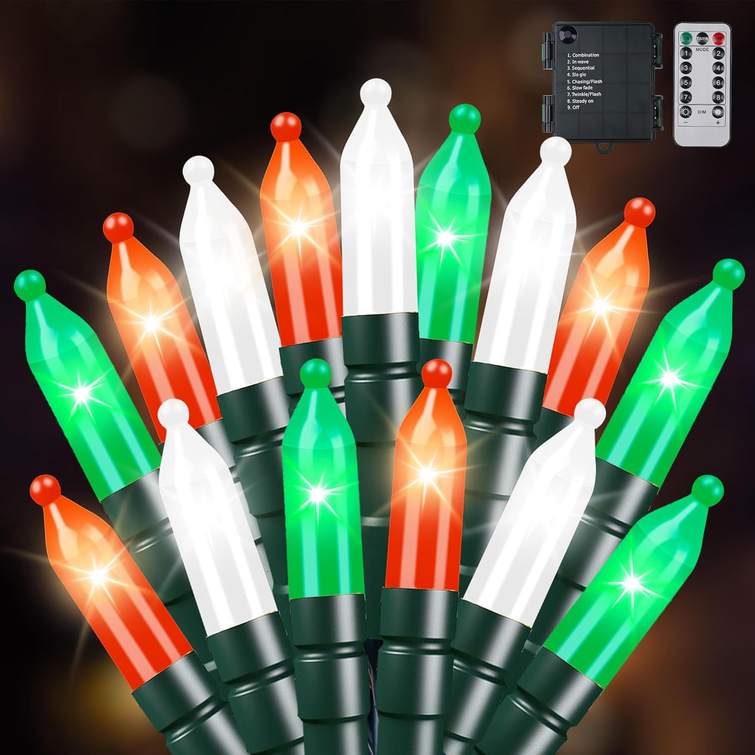 100 Led Christmas String Lights With Remote - 33Ft Mini Bulb Battery String Lights - Fairy Lighting Decor For Indoor Dec