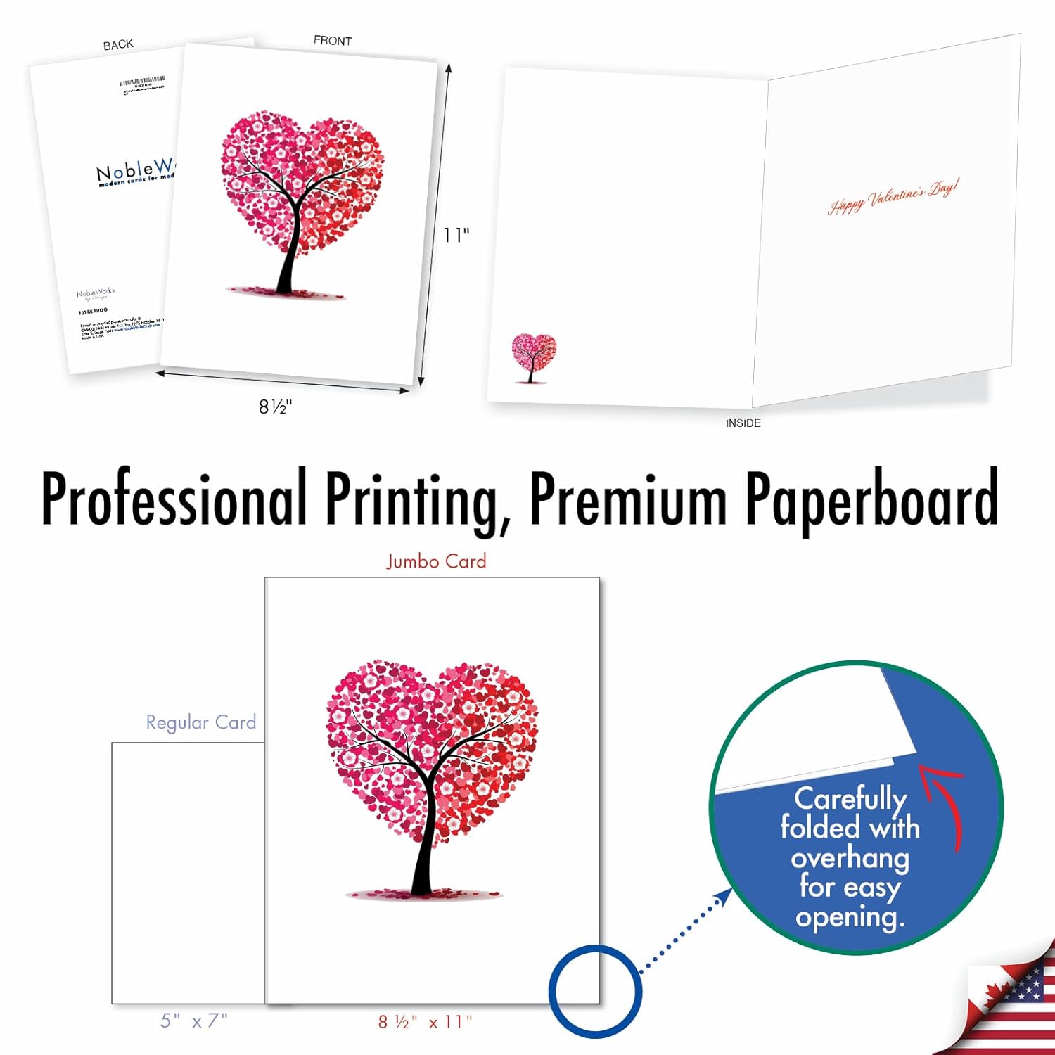 , Jumbo Valentine'S Day Card (8.5 X 11 Inch) - Vday Greeting Card For Valentines - Love Trees J3185Avdg