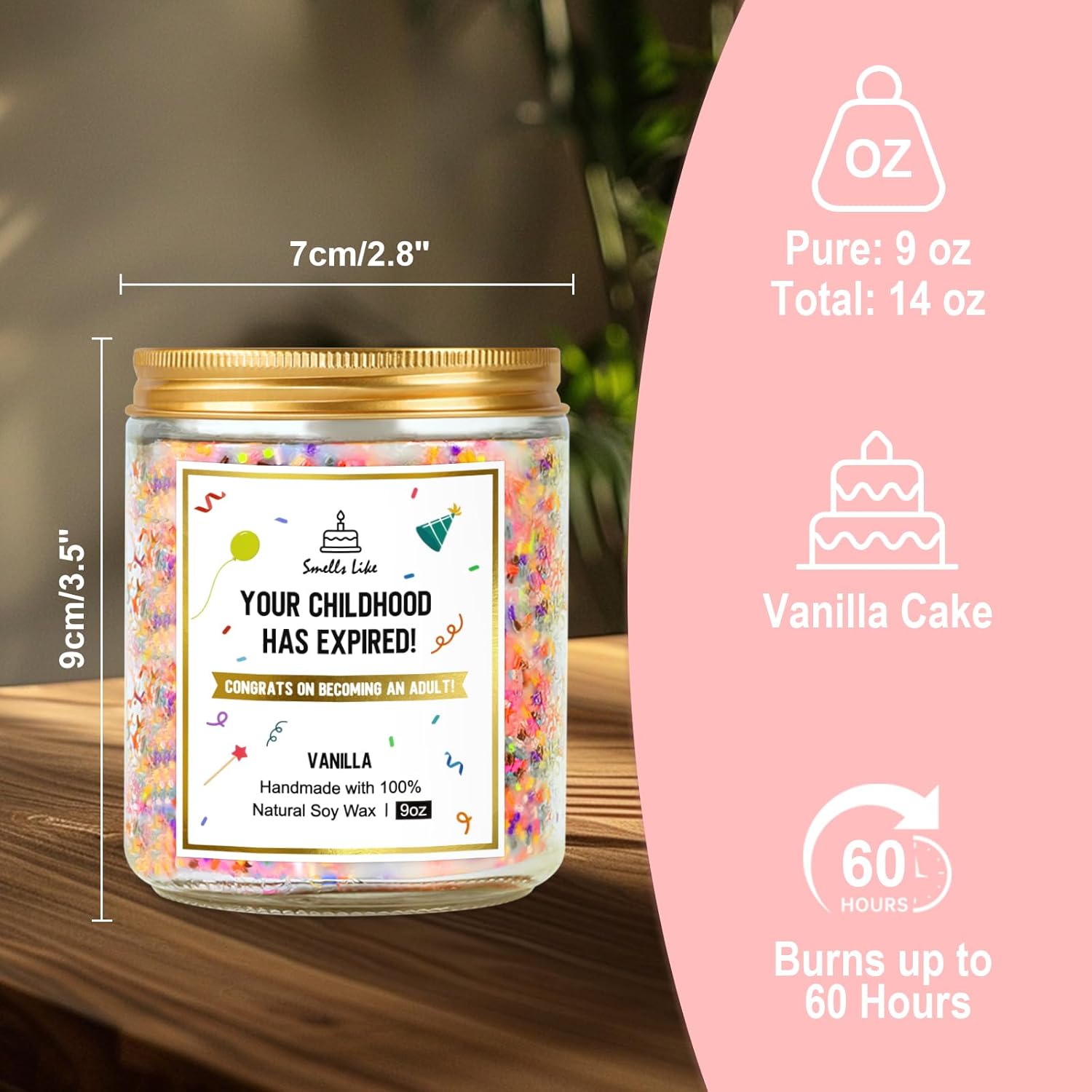 18Th Birthday Gifts For Girls Boys, Happy Birthday Candles - Natural Soy Wax Scented Candle With Vanilla, 18Th Birthday Decorations Gifts For Daughter, Friends, Sister, Niece, Son, 9Oz