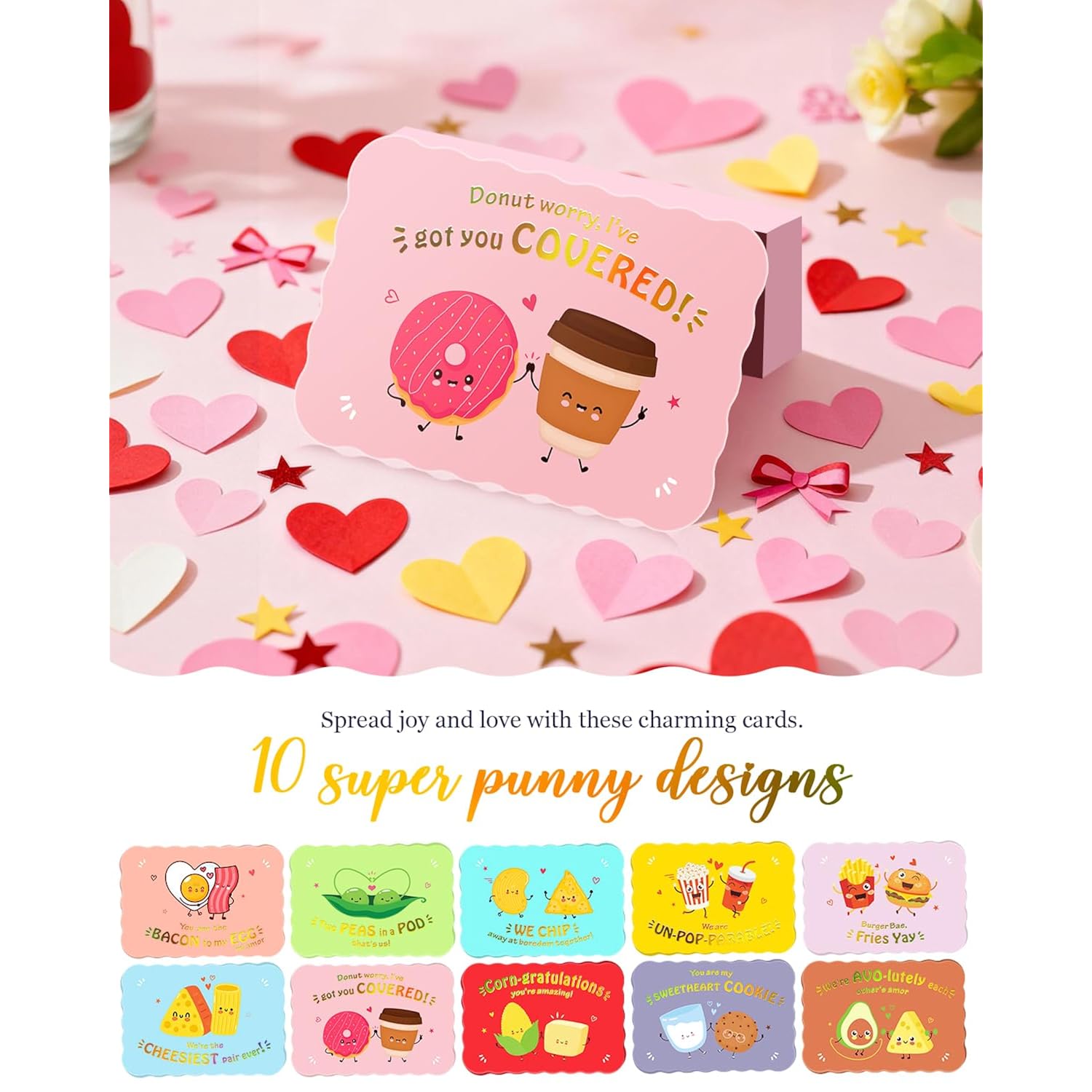 Valentines Day Cards For Kids School, 40 Pack Valentines Cards For Kids Classroom, 10 Assorted Designs With Envelopes And Stickers, 4.7 X 3.2 Inchs (Valentines)