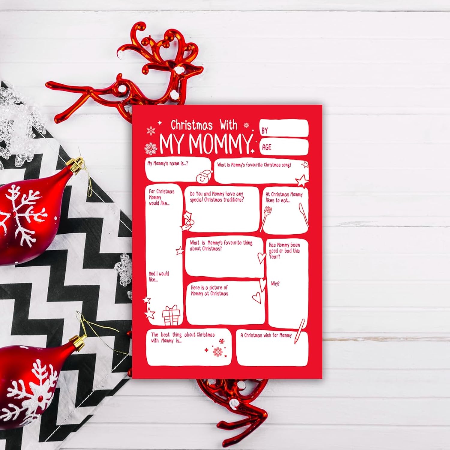 Cute Mommy Christmas Card From Son Daughter Kids Toddler, Ideal Christmas Gift For Mom & Stepmom Bonus Mother, Best Mom Xmas Gift From Toddler Children Diy Holiday Cards