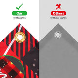 Solar Large Merry Christmas Banner, 120" X 20" Led Lighted Xmas Decoration Red Buffalo Plaid Hanging Huge Sign, Holiday Party Supplies Home Decor For Outdoor,Yard,Garden,Porch,Lawn (Plaid-Snowman)